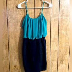 Black and Green, Cocktail, Spaghetti Strap, Dress